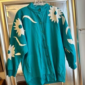 Funky Vintage Sweater with floral patterns. large